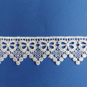 Macrame Lace Border Cream Color with Flakes - Width 4 cm